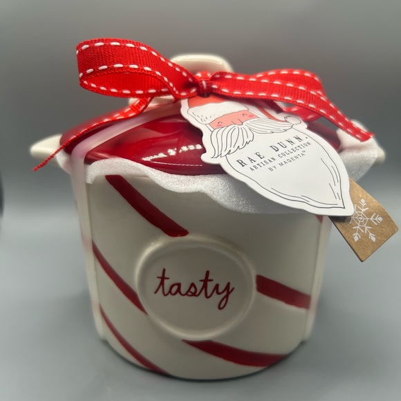Rae Dunn Candy Cane Striped TASTY Christmas Mini Baking Dish PEPPERMINT NEW - Picture 1 of 3